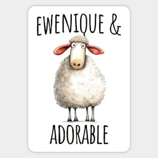 Ewenique and Adorable cute sheeps pun design Sticker